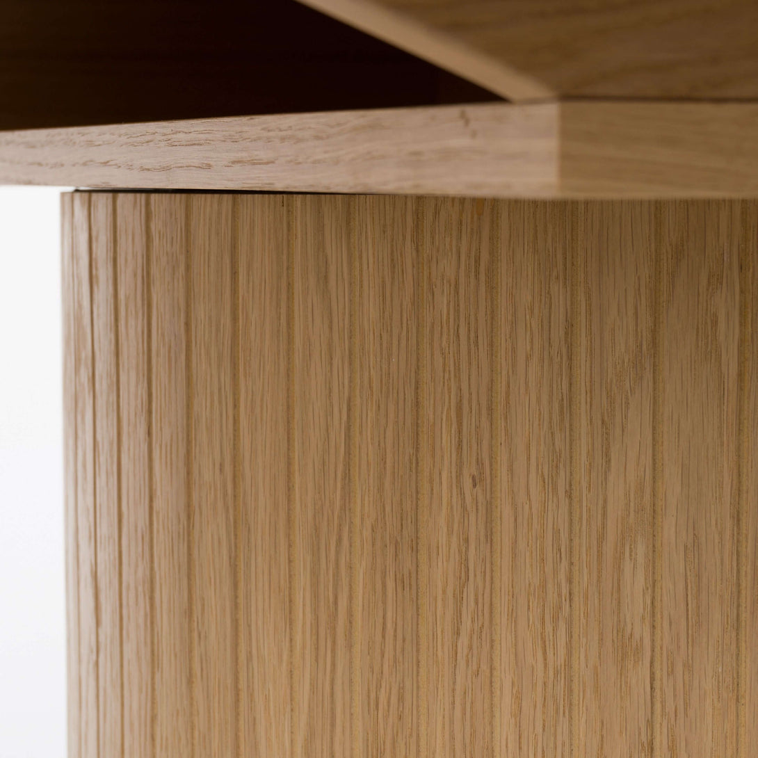 Modrest Milan Modern Natural Oak Dining Table With Extension - Close up view dining table extention storage area