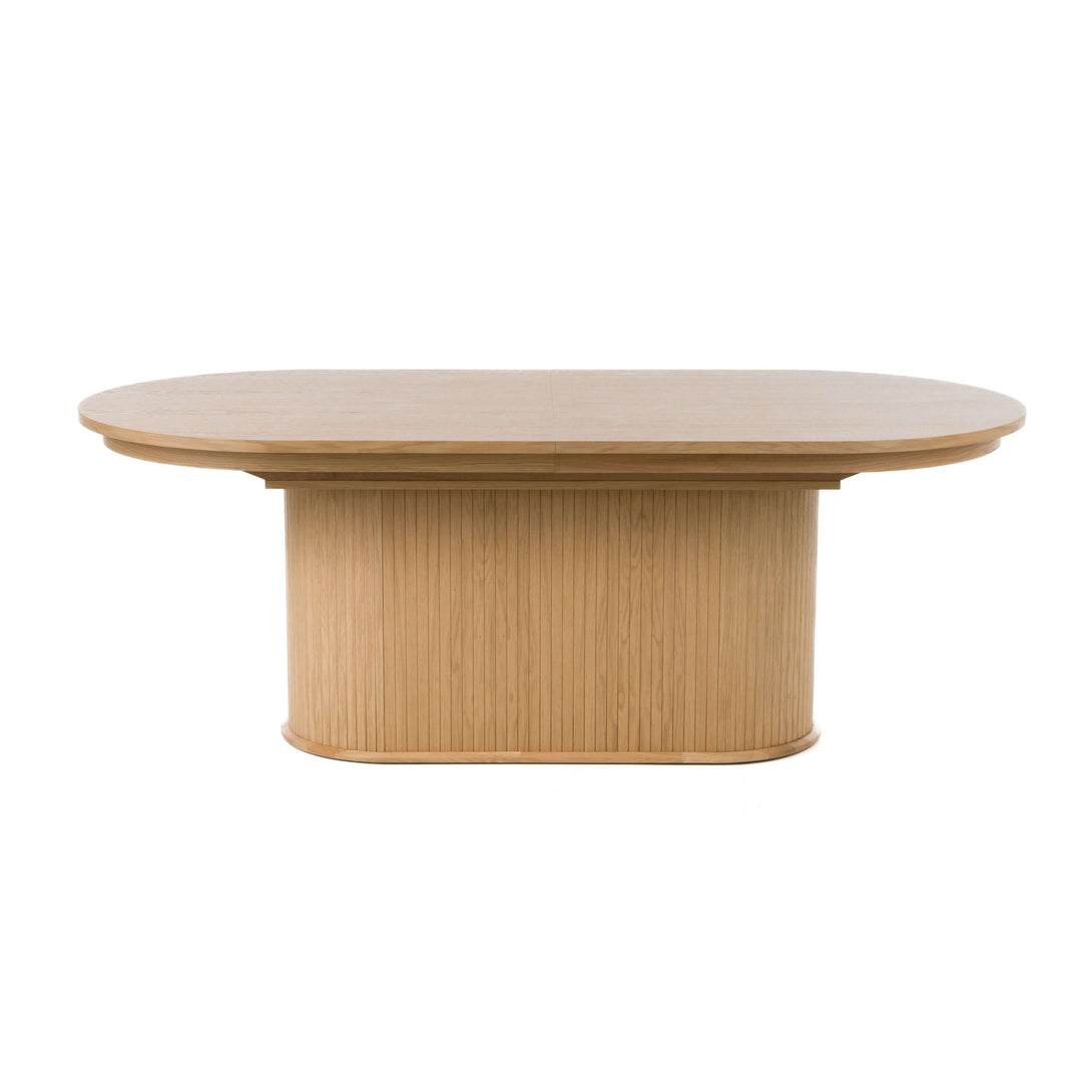 Modrest Milan Modern Natural Oak Dining Table With Extension - View of Dining Table with table extention removed on a white transparent background