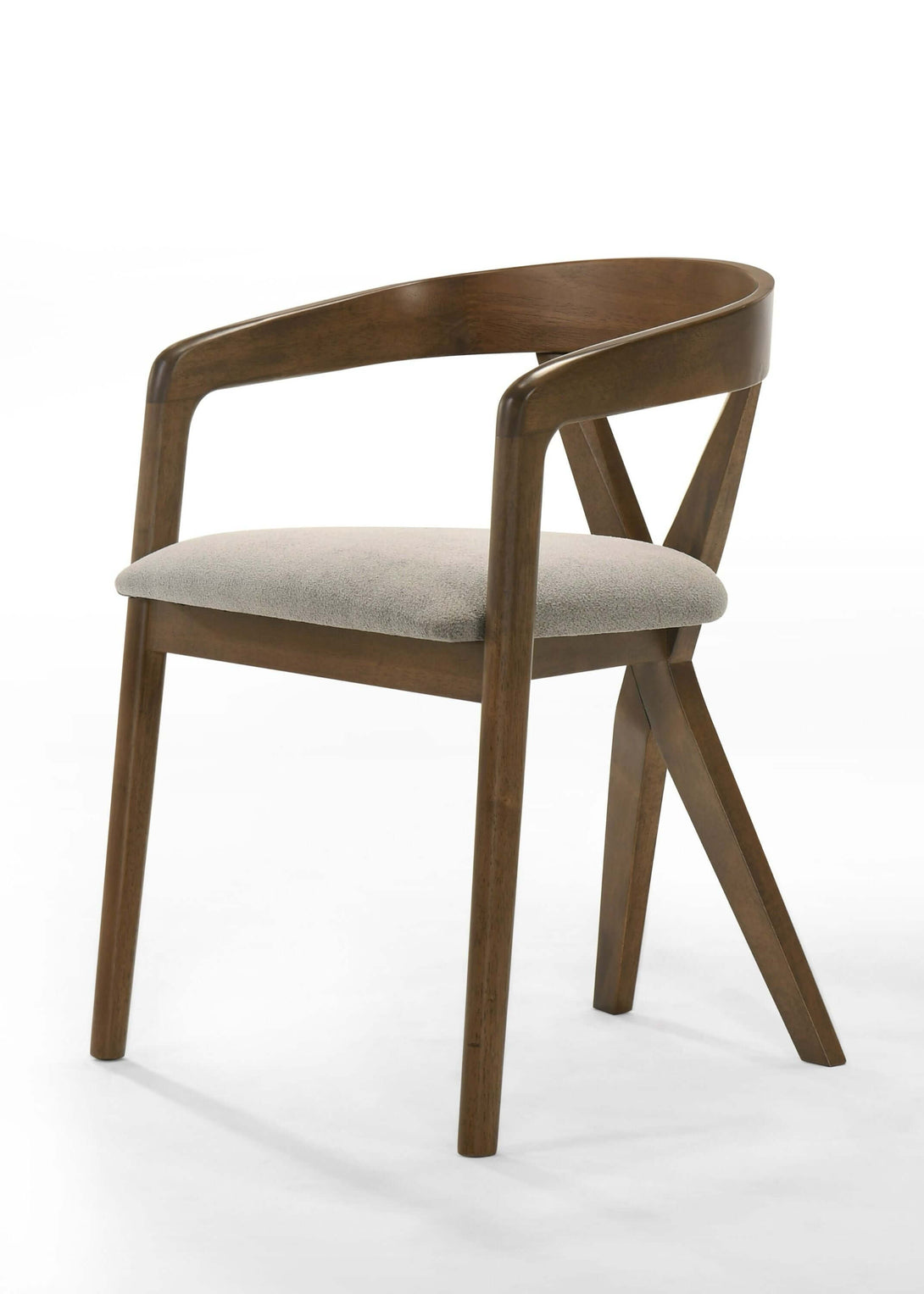 Modrest Nancy + Weiss - Mid-Century Modern - Angled view of the front of the dining room chair on a white transparent background