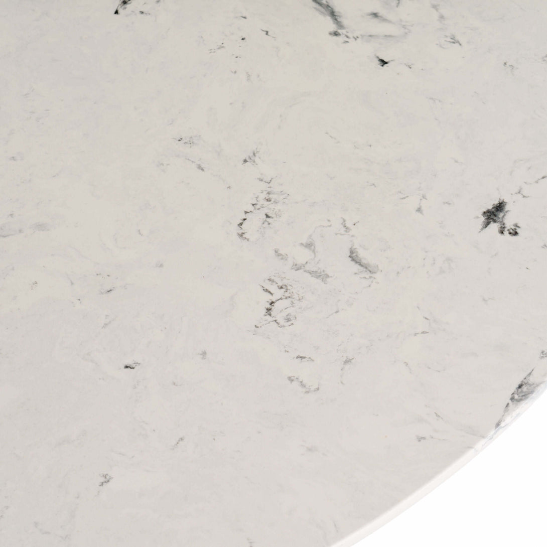 Modrest Nancy + Weiss - Mid-Century Modern Marble Table - Close-up view of the tabletop marble color and finish on a white transparent background