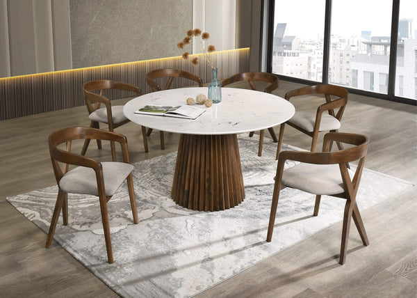 Modrest Nancy + Weiss - Mid-Century Modern Marble + Walnut Dining Table Set - Featured Photo