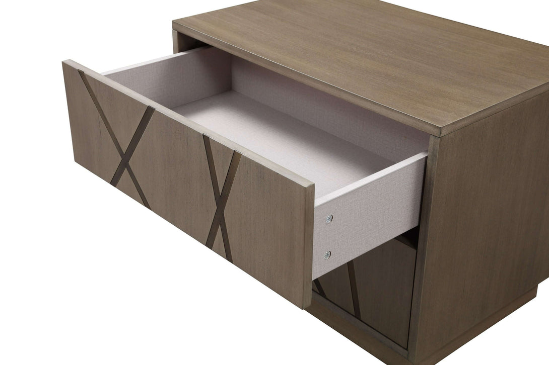 Modrest Nixa - Arial view of the Nightstand with the top drawer open on white transparent background