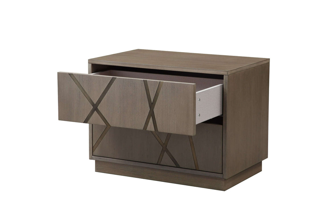 Modrest Nixa - Front view of the Nightstand with the top drawer open on white transparent background