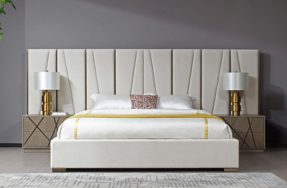 Modrest Nixa - Modern Beige Velvet + Brushed Bronze Bed  - Featured Photo