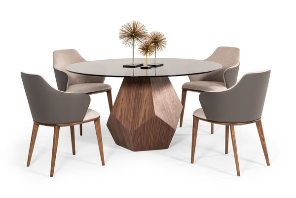 Modrest Rackham + Megan - Mid-Century Modern Walnut Dining Set + 4 Dining Chairs - Featured Photo