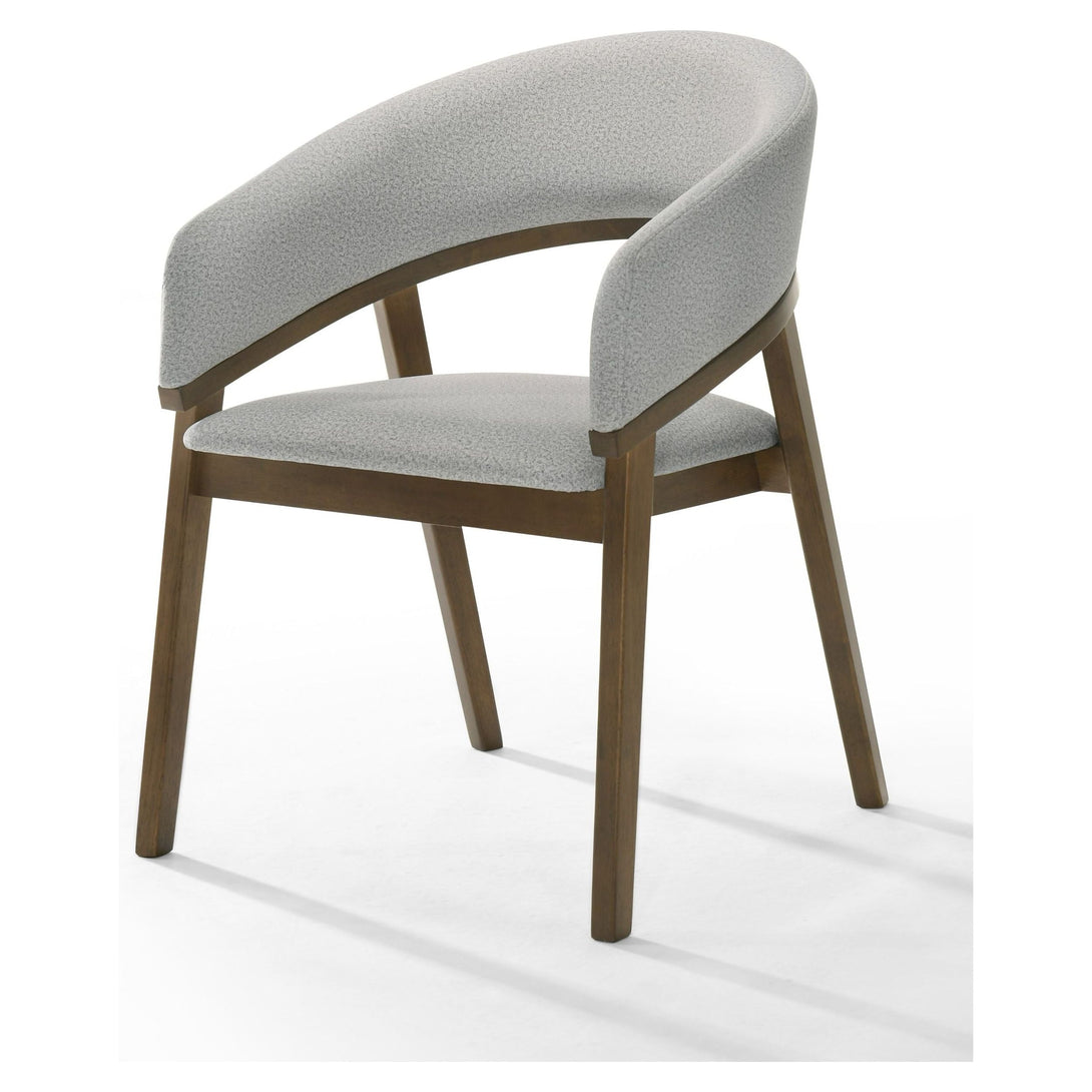 Modrest Truman - Mid-Century Modern Walnut - Angled front view of dining chair on a white transparent background