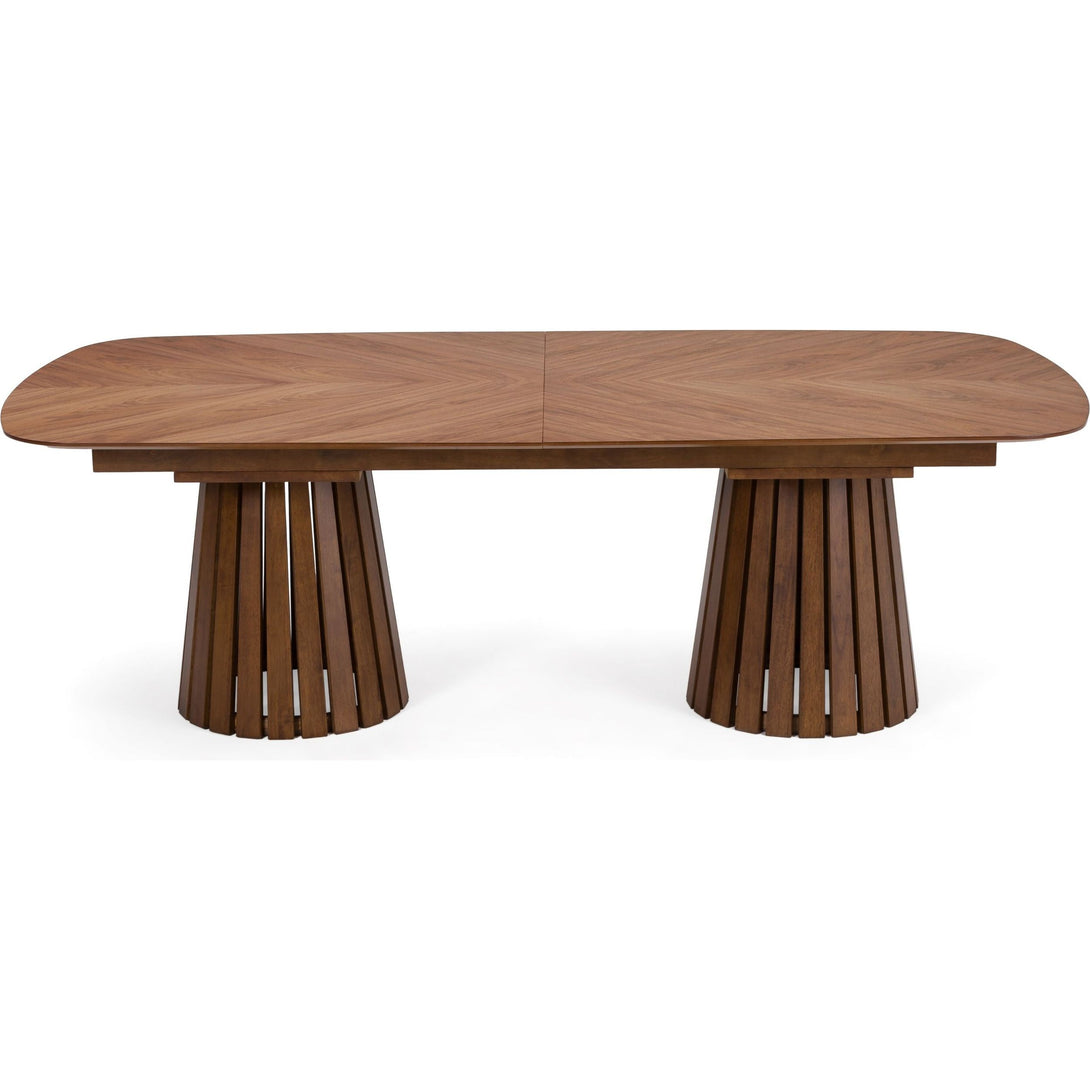 Modrest Truman - Mid-Century Modern Walnut Extendable Dining Table - Arial Photo of dining table on a white transparent background