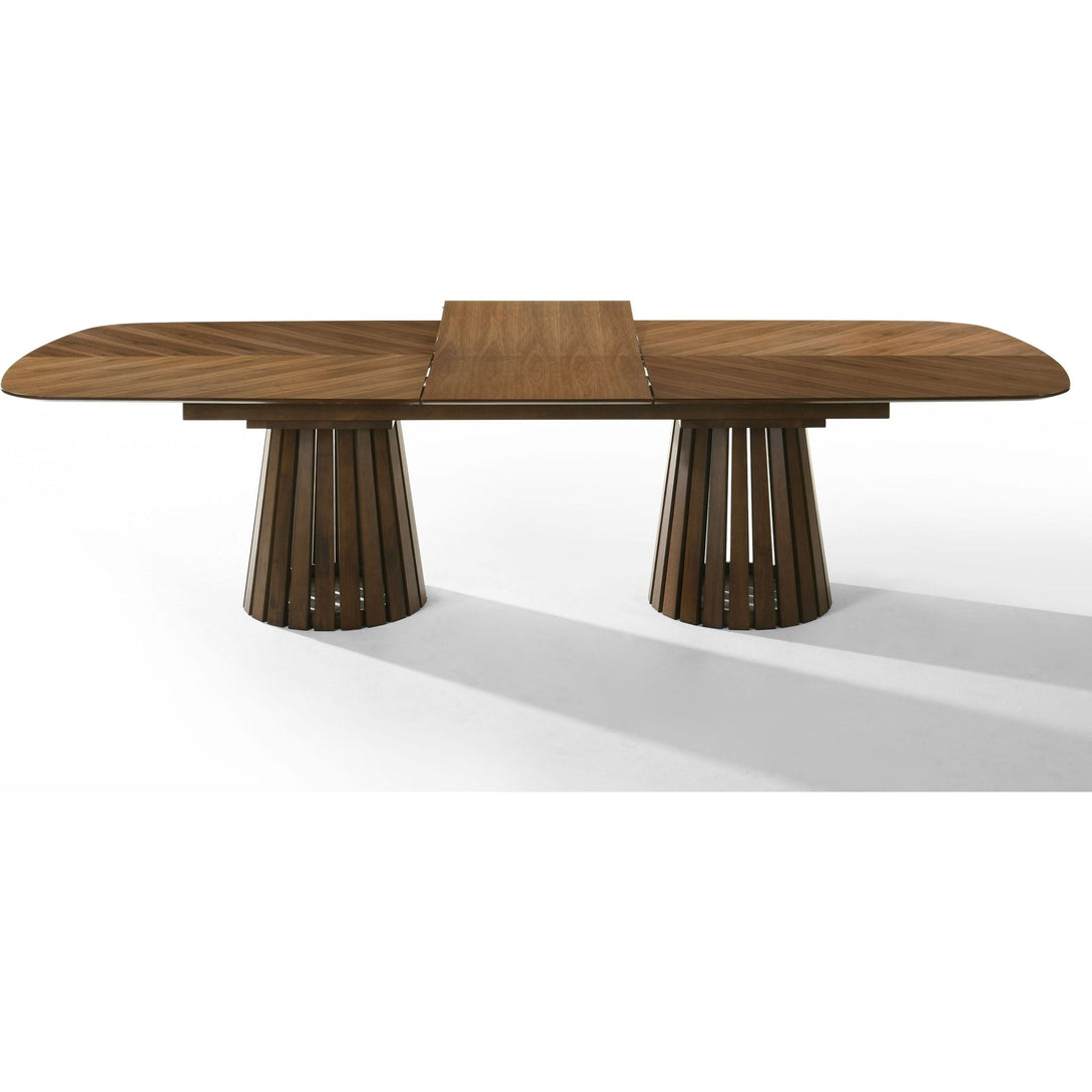 Modrest Truman - Mid-Century Modern Walnut Extendable Dining Table - View of dining table extention being removed of table on a white transparent background