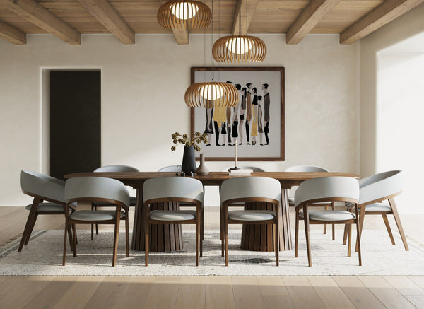 Modrest Truman - Mid-Century Modern Walnut Extendable Dining Table + 10 Chairs Set - Featured Photo