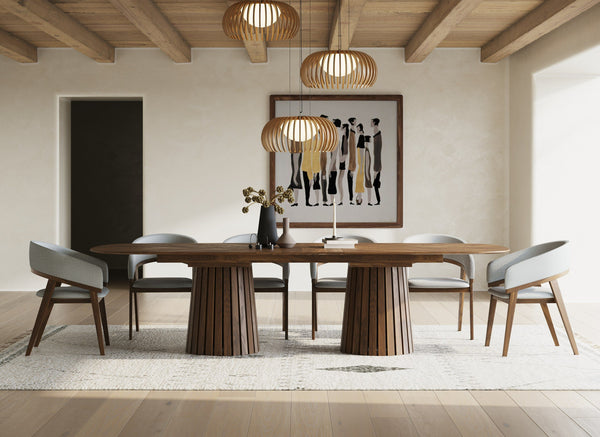 Modrest Truman - Mid-Century Modern Walnut Extendable Dining Table + 6 Chairs Set - Featured Photo