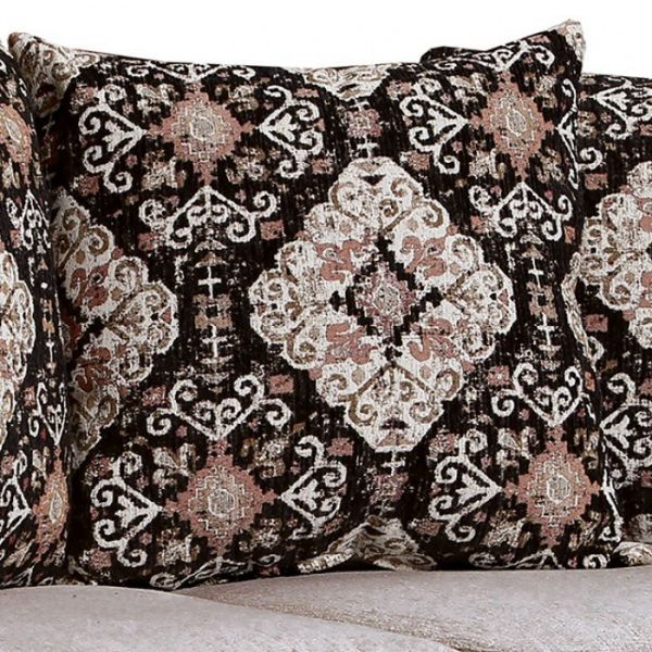Molfetta Sofa in Light Brown and Black - Close-Up View of Pillow Design