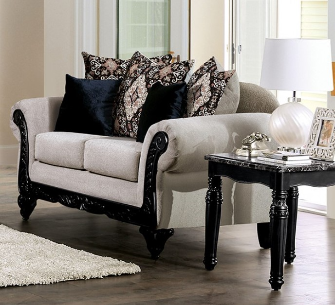 Molfetta Sofa in Light Brown and Black - Angled View of Sofa in a Demo Room