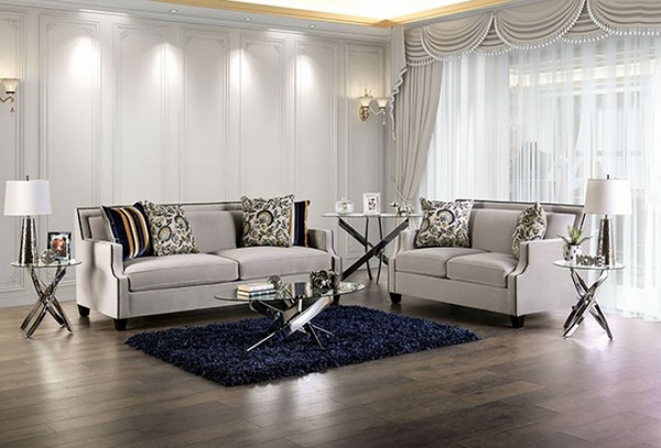 Montecelio Living Room Set in Light Grey Velvet - Featured Photo