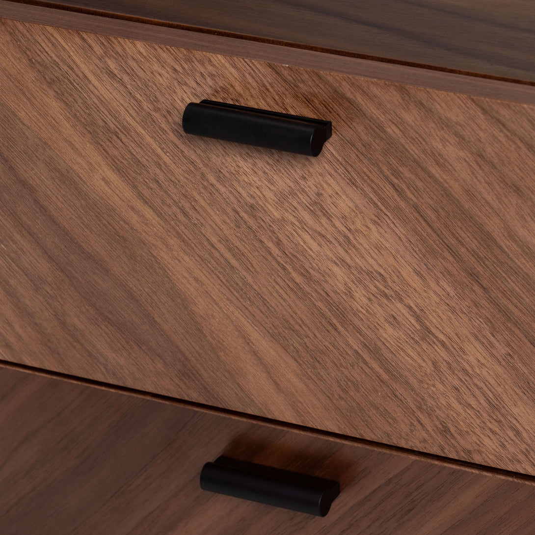Nova Domus Kamela - Modern Walnut Dresser - Close-Up View of Drawer Hardware