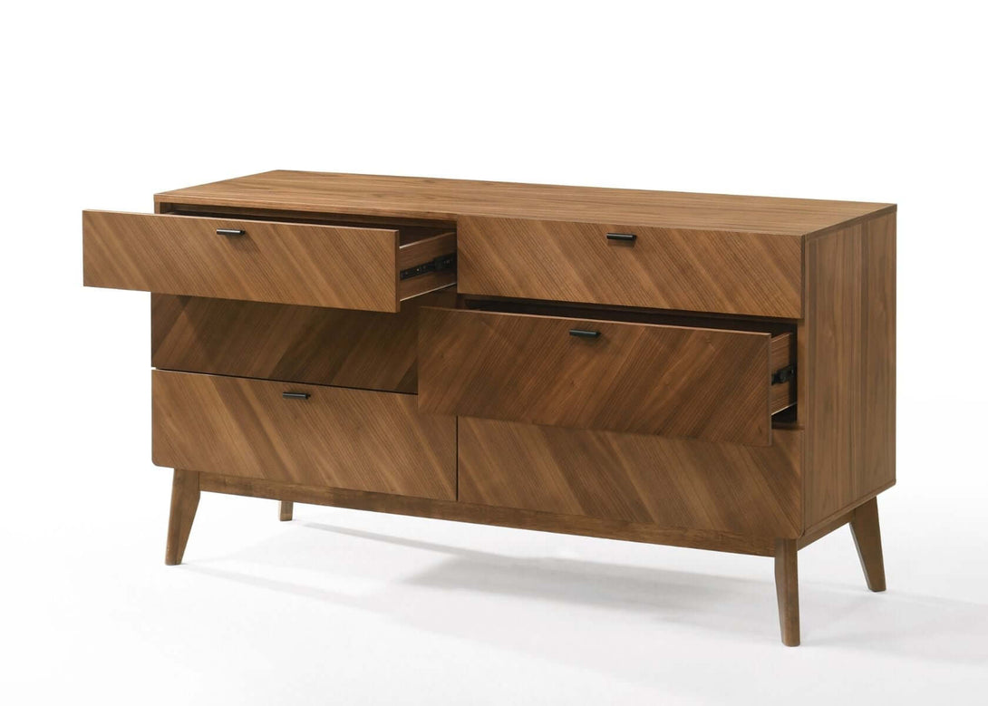 Nova Domus Kamela - Modern Dresser - Front view of dresser with the top drawer open on a white transparent background