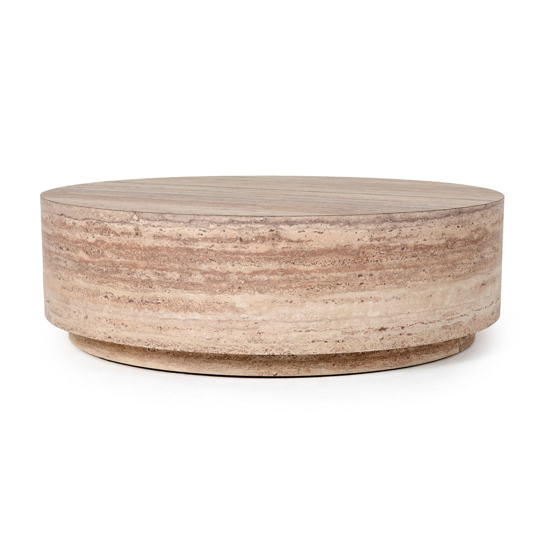 Nova Domus Roma - Modern Faux Travertine Round Coffee Table - Featured Photo