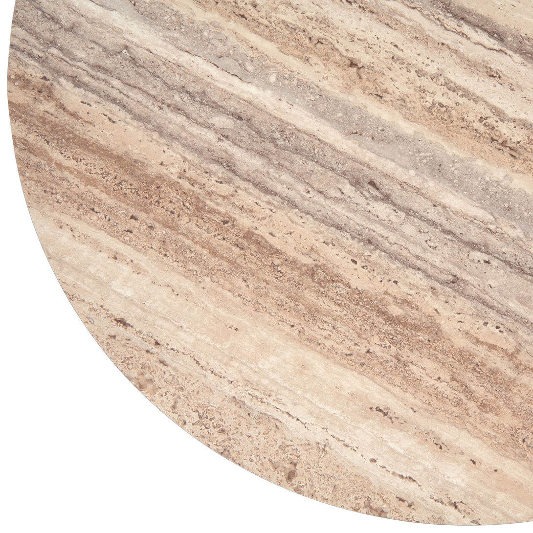 Nova Domus Roma - Modern Faux Travertine Round Coffee Table - Arial View Faux Travertine Stone Table Top