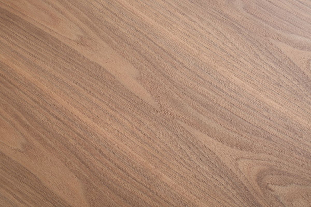 Opal Modern Platform Bed in Walnut and Grey - Close-Up View of Walnut Vaneer Finish