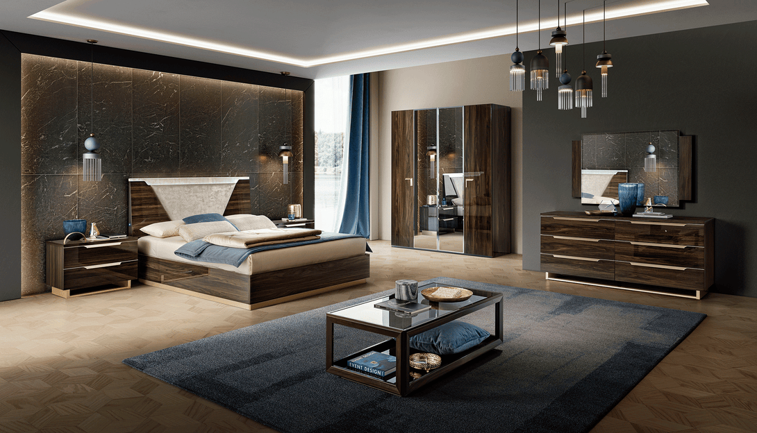 Smart Bedroom Set in Walnut Lacquer Finish - Featured Photo