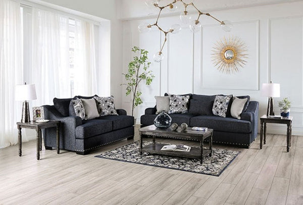 Sonora Living Room Set in Dark Navy Linen - Featured Photo