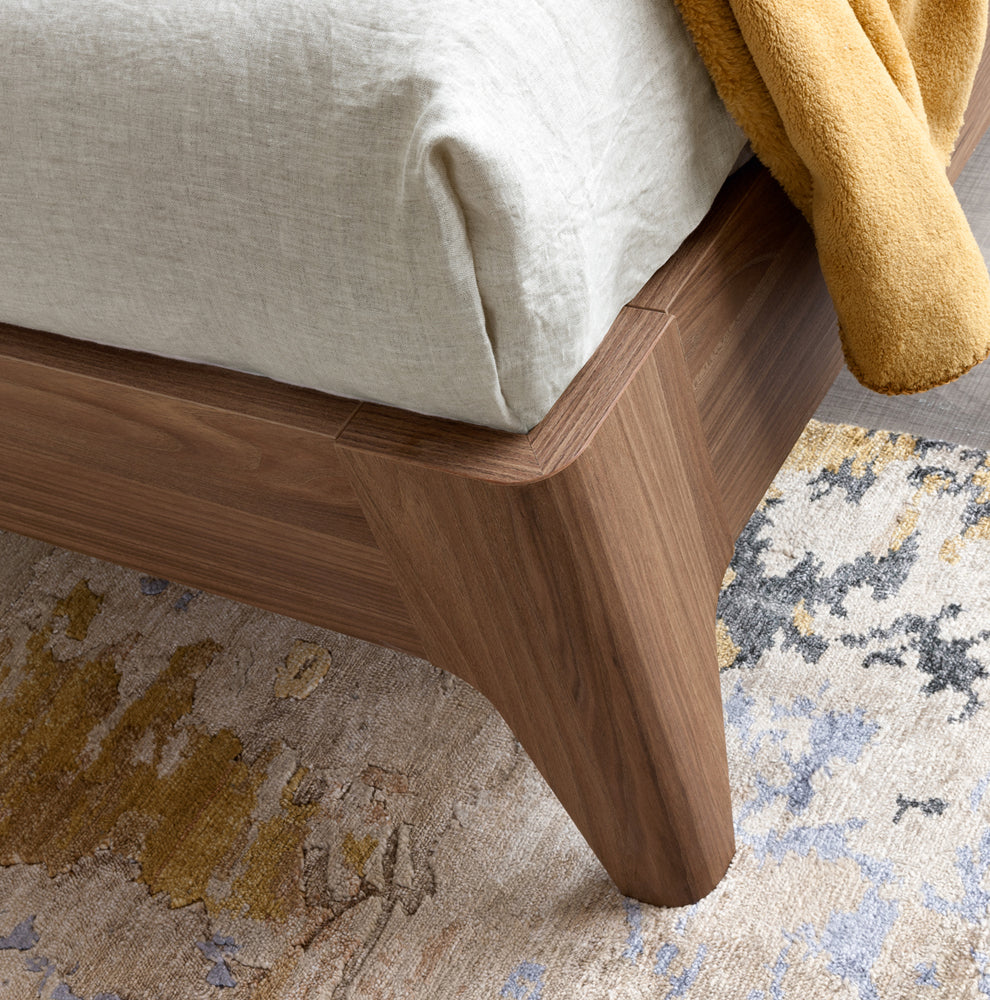 Storm Bed Frame in Brown Mat Finish - Close-Up View of Brown Feet