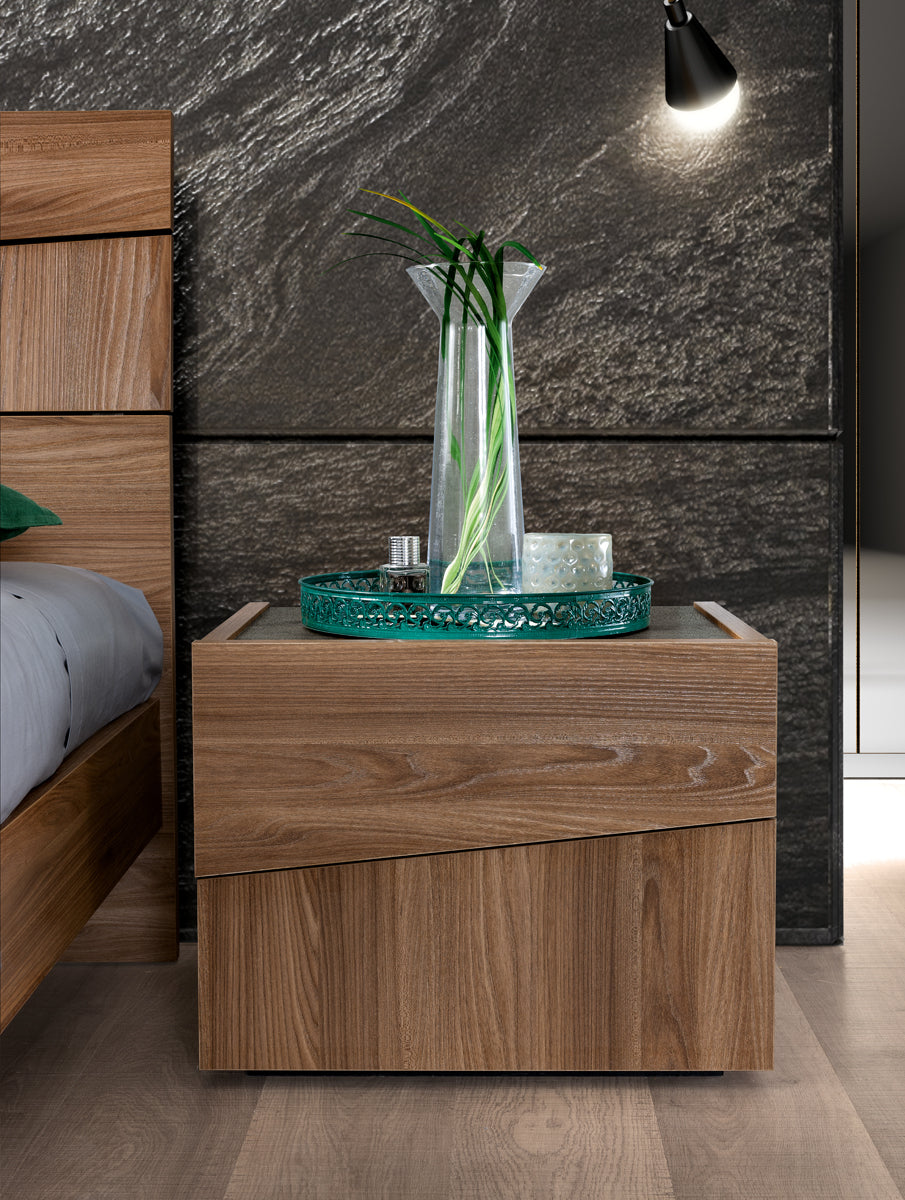 Storm Bedroom Nightstands in Brown Mat Finish - Front View of Nightstand