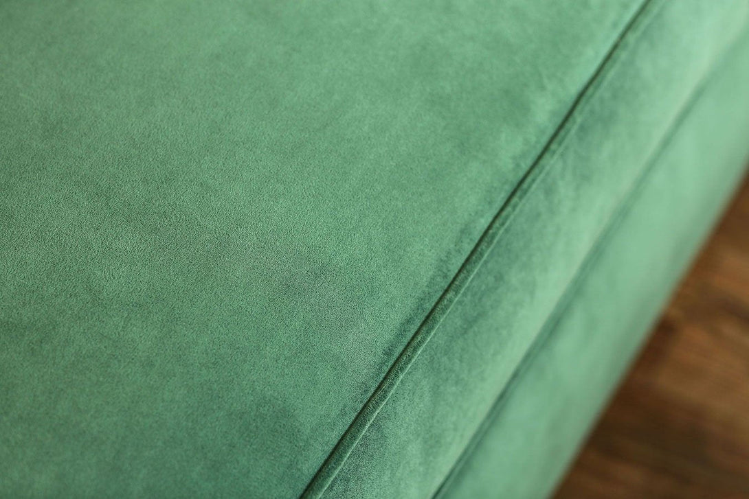 Verdante Living Room Set in Emerald Green Microfiber - Close-Up View of Sofa Arm