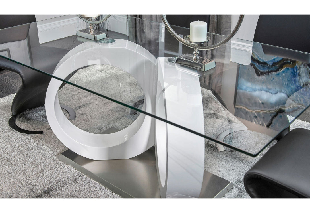 Glass Top Dining Table - Arial View of Table in a Demo Room