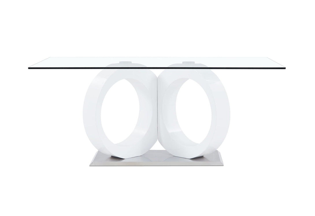 Glass Top Dining Table - Side View of Table on a White Transparent Background