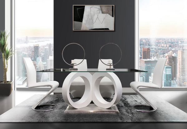 White 'Z' Chairs and Glass Top 5-Piece Dining Room Set - Featured Photo