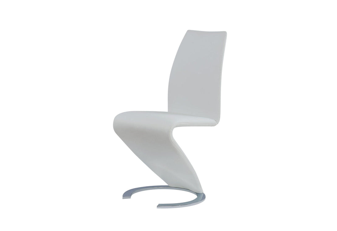 1 White 'Z' Dining Chairs - Side View of Dining Chair on a White Transparent Background