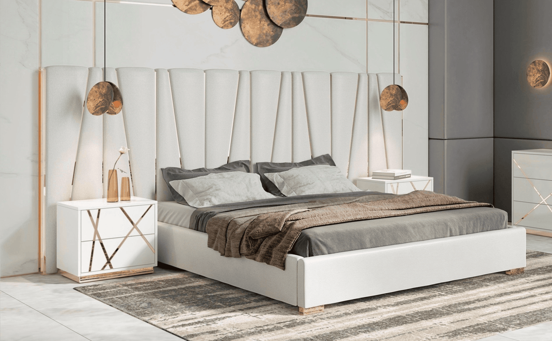 ModRest Nixa - Modern White + Gold Platform Bedroom Set – United ...