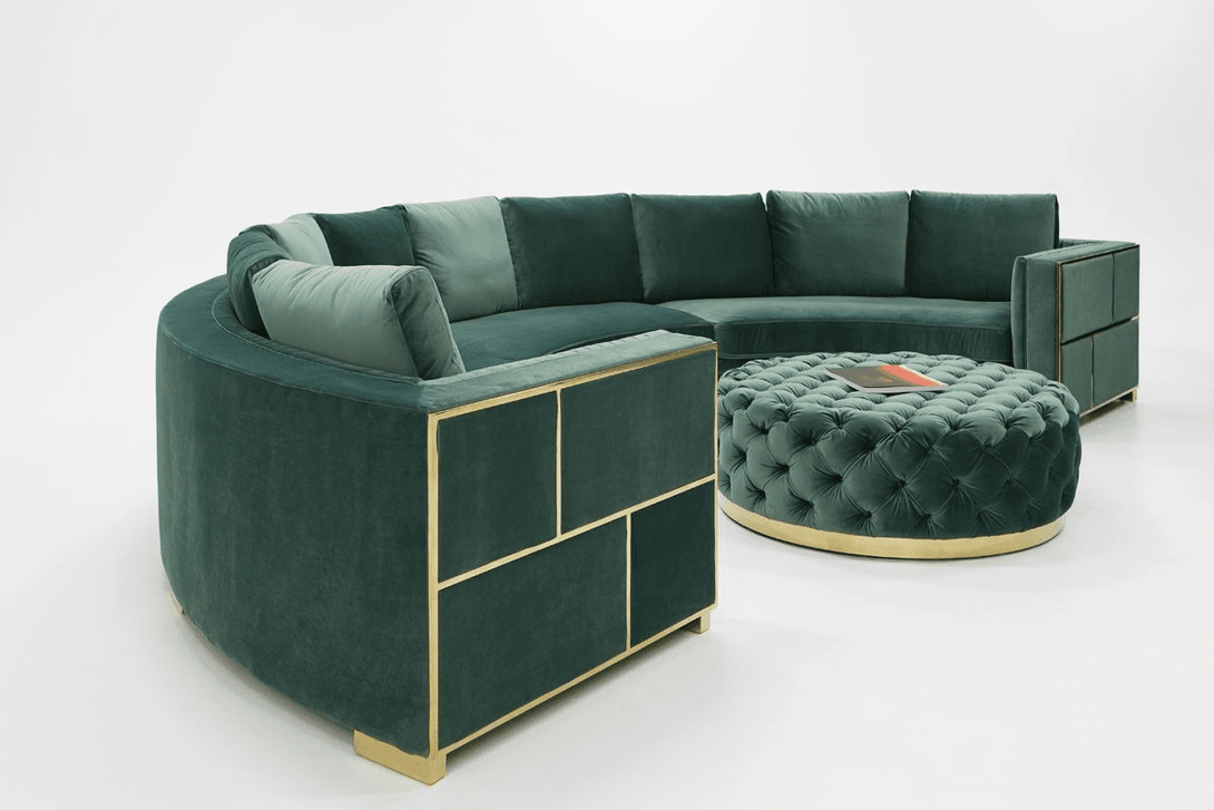 Ritner Modern Green Velvet Curved Sectional Sofa – United Furniture Group