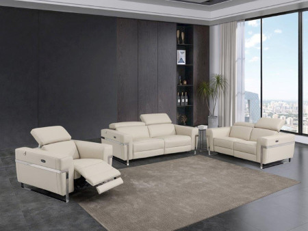 Divanitalia 990 Living Room Set in Beige Leather