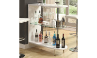 101064 Contemporary White Home Bar with Glass Shelves